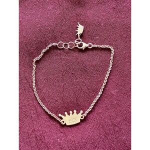925 Sterling Silver Italian Baby Toddler Bracelet Crown Gold Tone 6.5"